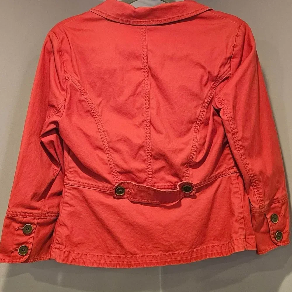CAbi Blazer Coral Button down three quarter sleeves Size 6